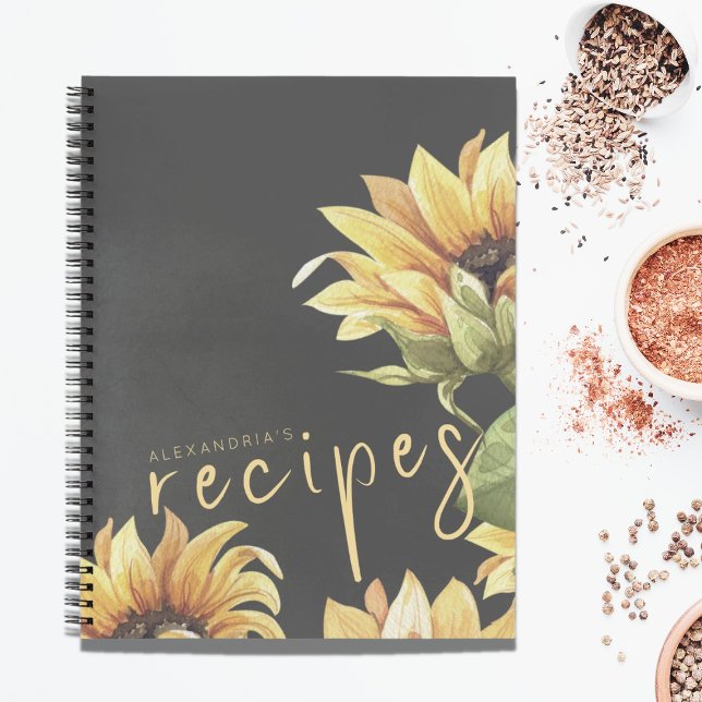Elegant Watercolor Sunflower Name Recipe Book (Creator Uploaded)