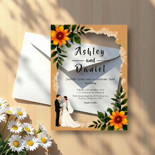 Elegant Watercolor Sunflower Summer Floral Wedding Acrylic Invitations