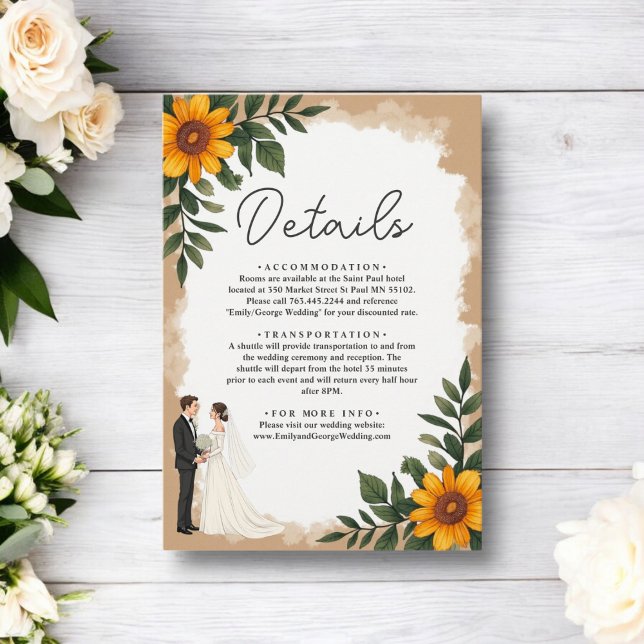 Elegant Watercolor Sunflower Summer Floral Wedding Enclosure Card (Creator Uploaded)