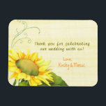 Elegant Watercolor Sunflower Wedding Thank You Magnet<br><div class="desc">Chic watercolor sunflower in shades of yellow and marigold faux papyrus texture in the background pistachio green swirls designed on custom Wedding Thank You Favour Flexi Magnets. Customise the super elegant & pretty magnets with your own wording to create wedding save the date invitation magnets or wedding favours. Perfect little...</div>