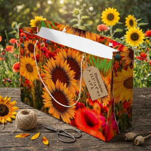 Elegant Watercolor Sunflowers - Floral Gift Bag