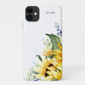 Elegant Watercolor Sunflowers Floral Personalized Case-Mate iPhone Case (Back)