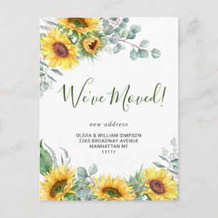 Elegant Watercolor Sunflowers Moving Announcement Postcard