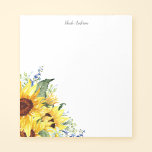 Elegant Watercolor Sunflowers Personalised Notepad<br><div class="desc">This beautiful sunflower notepad design features hand-painted yellow watercolor sunflowers and wildflowers. Easily change the font style and colour to personalise just for you.</div>