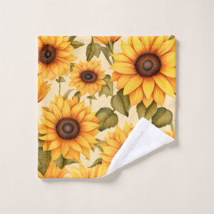 Elegant Watercolor Sunflowers Wash Cloth