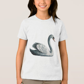 Elegant Watercolor Swan Lake Bird Nursery Art Tri-Blend Shirt
