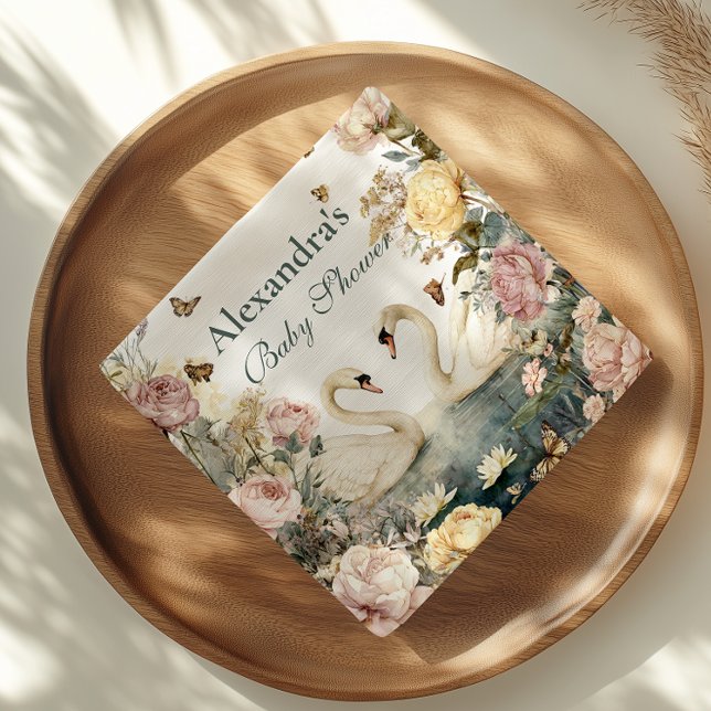 Elegant Watercolor Swans Baby Shower Napkin (Creator Uploaded)