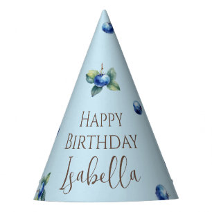 Elegant Watercolor Sweet Blueberry Boy Birthday Party Hat