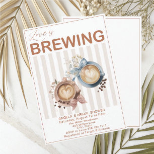 Elegant Watercolor Tea Party Love is Brewing Brid Invitation