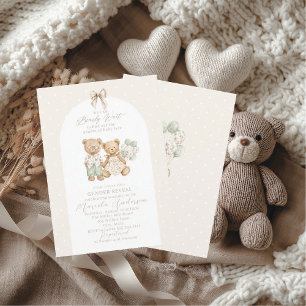 Elegant Watercolor Teddy Bear gender reveal Baby S Invitation