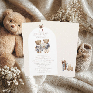 Elegant Watercolor Teddy Bear gender reveal Baby S Invitation