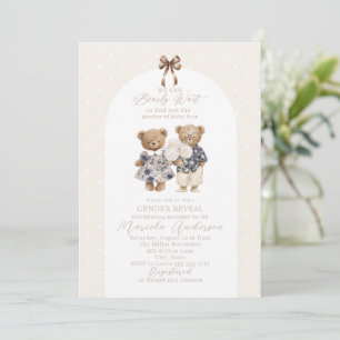 Elegant Watercolor Teddy Bear gender reveal Baby S Invitation