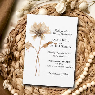 Elegant Watercolor Terracota Pampas Grass Wedding Invitation