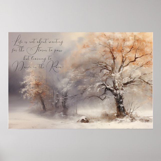 Elegant Watercolor Tree Nature Poster (Front)