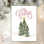 Elegant Watercolor Trees, "Merry Christmas"  Holiday Card<br><div class="desc">Send warm holiday wishes with this elegant hand-painted Christmas card, featuring original watercolor artwork and hand-lettered script that reads Merry Christmas. The inside/back message can be easily personalized with your own holiday sentiment, family name(s), or special greeting, making it perfect for Christmas mailings, seasonal notes, or thoughtful holiday correspondence. Every...</div>