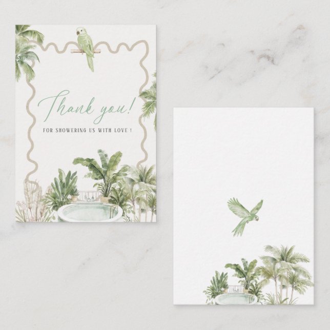 Elegant Watercolor Tropical Beach Palm Bridal show Card (Front/Back)