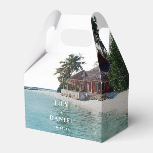 Elegant Watercolor Tropical Beach Wedding Favour Box