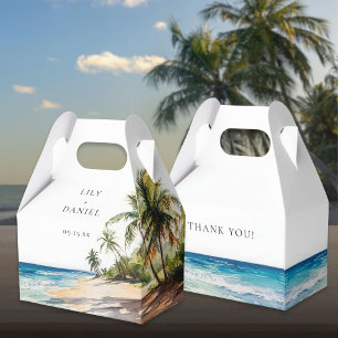 Elegant Watercolor Tropical Beach Wedding Favour Box