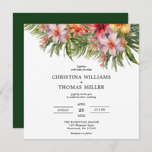 Elegant Watercolor Tropical Wedding Invitation