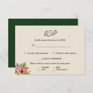 Elegant Watercolor Tropical Wedding RSVP Card