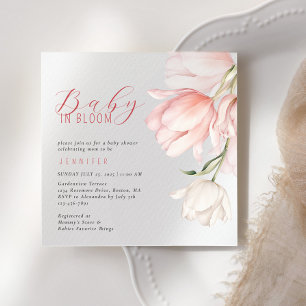 Elegant Watercolor Tulip Baby Shower  Invitation