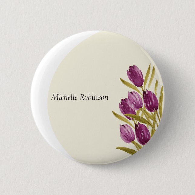 Elegant Watercolor Tulip Flowers 6 Cm Round Badge (Front)