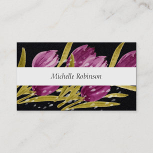 Elegant Watercolor Tulip Flowers Professional Business Card