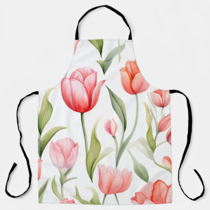 Elegant Watercolor Tulips Apron