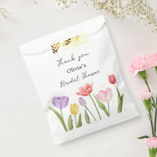Elegant Watercolor Tulips Bridal Shower Favour Bags