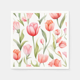 Elegant Watercolor Tulips Napkin