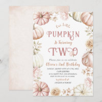 Elegant Watercolor Two 2nd Birthday Pumpkin is on
