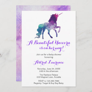 Elegant Watercolor Unicorn Modern Baby Shower Invitation