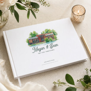 Elegant Watercolor Venue Illustration Wedding Guest Book
