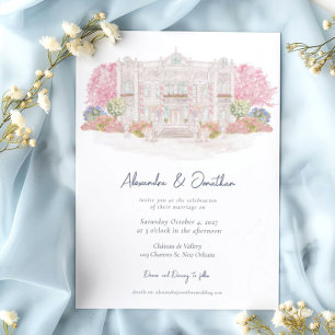 Elegant Watercolor Villa Wedding  Invitation