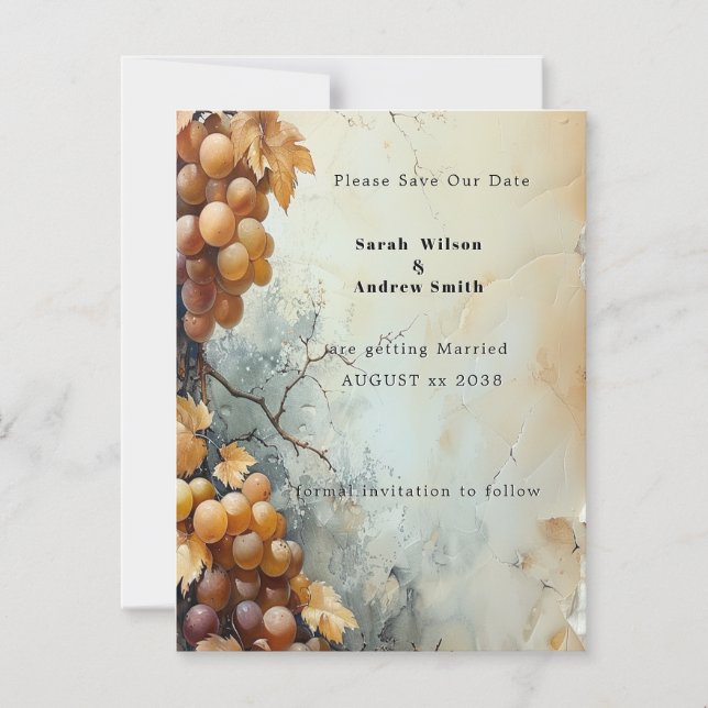  Elegant Watercolor Vineyard Wedding Save the Date Magnetic Invitation (Front)