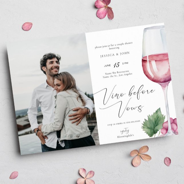 Elegant Watercolor Vino before Vows Couples Shower Invitation (Creator Uploaded)