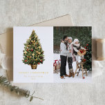 Elegant Watercolor Vintage Christmas Tree Photo<br><div class="desc">Send timeless holiday greetings with this vintage-inspired Christmas photo card. Featuring a watercolor Christmas tree adorned with metallic red balls,  gold ornaments,  and gold ribbons,  it captures classic holiday charm. Personalise this elegant Christmas card with your photo and message for a warm,  traditional feel.</div>