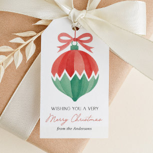 Elegant Watercolor Vintage Ornament Christmas Gift Tags