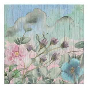Elegant Watercolor Vintage Wildflowers Poster