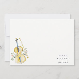 Elegant Watercolor Violin Musician Music Teacher Card