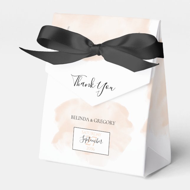 Elegant Watercolor Wedding Favour Box (Front Side)