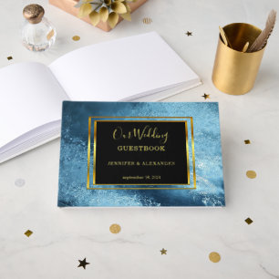 Elegant watercolor wedding gold Foil Guestbook