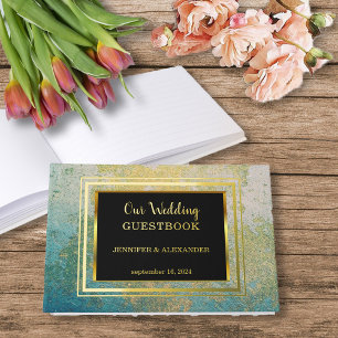 Elegant watercolor wedding gold Foil Guestbook