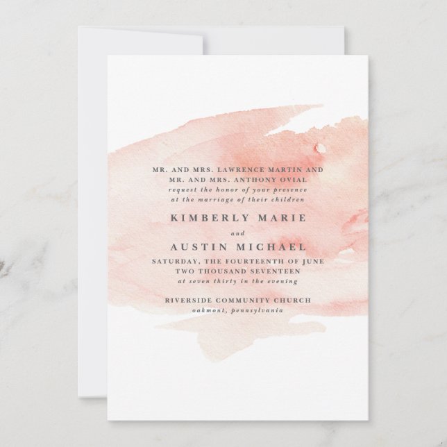 Elegant Watercolor Wedding Invitation (Front)