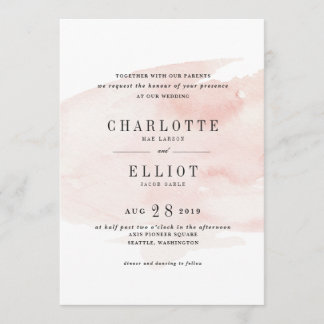 Elegant Watercolor Wedding Invitation | Blush