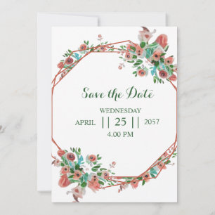 Elegant watercolor wedding invitation card