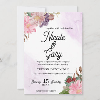 Elegant Watercolor Wedding Invitations