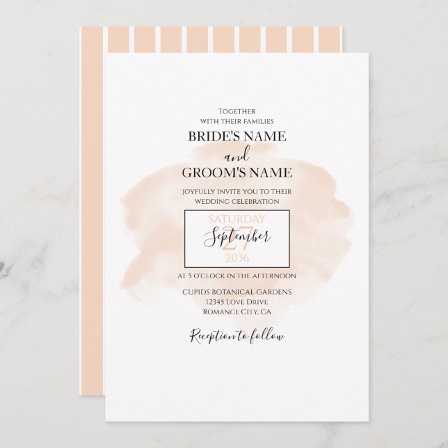 Elegant Watercolor Wedding Invitations (Front/Back)
