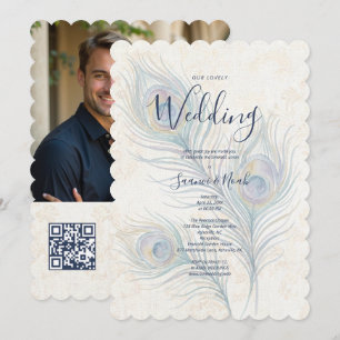 Elegant Watercolor Wedding Peacock Feathers TLW26 Invitation
