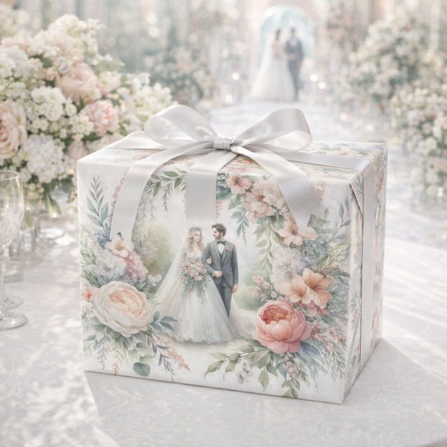 Elegant Watercolor Wedding  Wrapping Paper (Creator Uploaded)